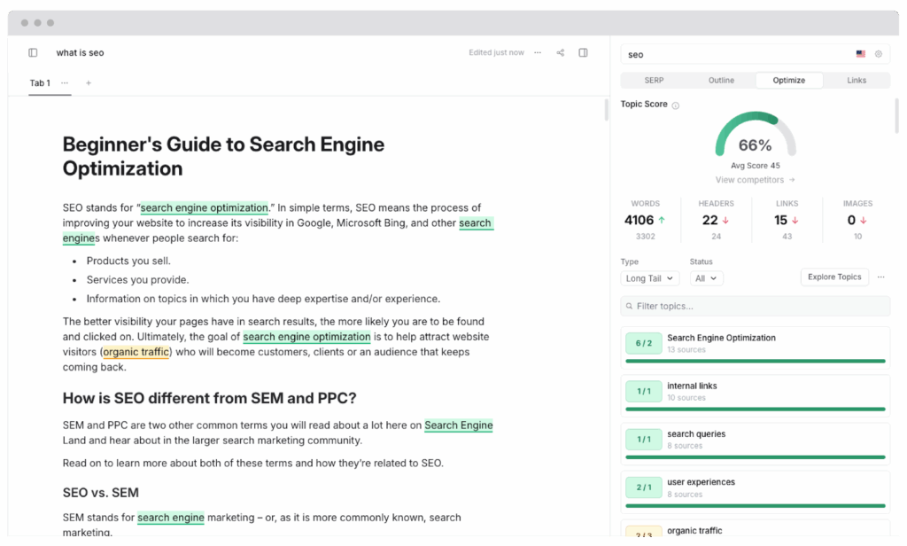 Frase SEO tool AI writing tool 