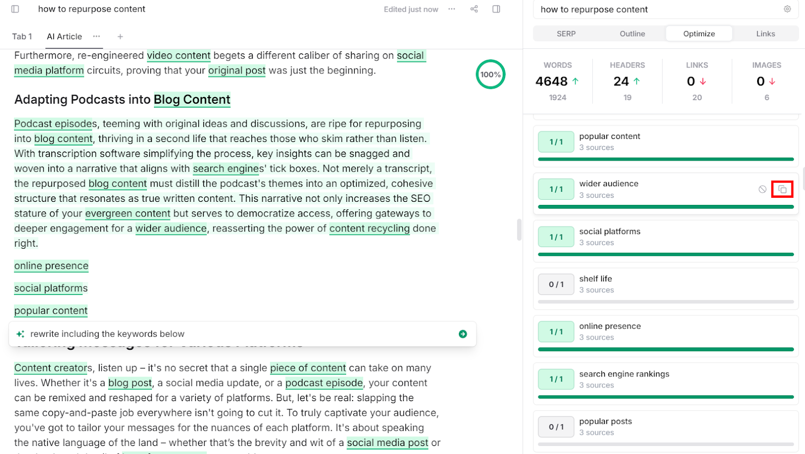 seo optimization example