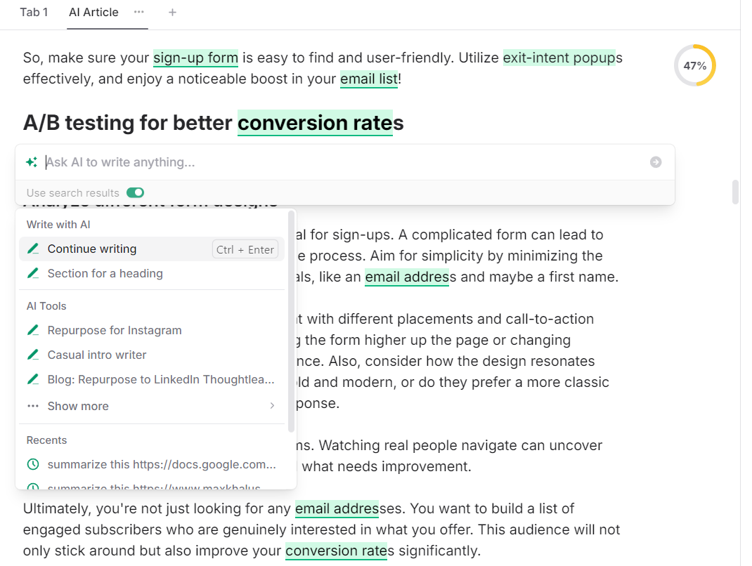 A/B test