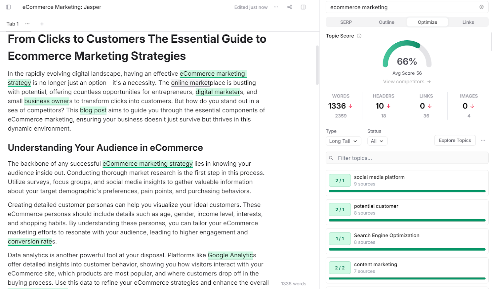 example blog and topic score