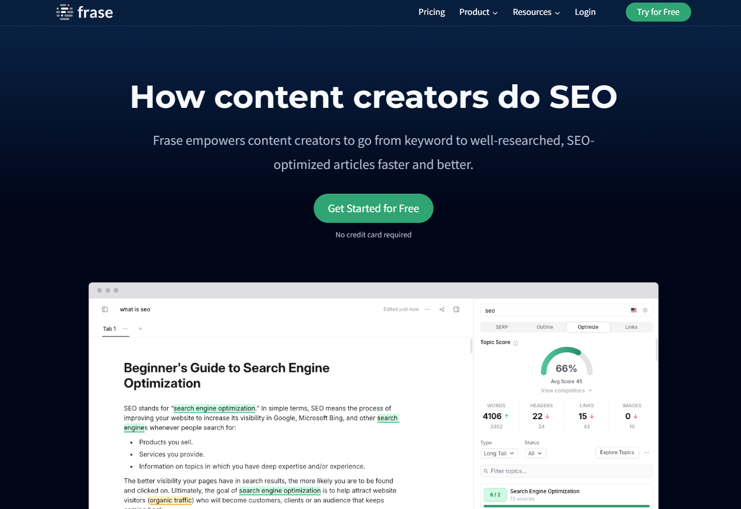 Frase landing page