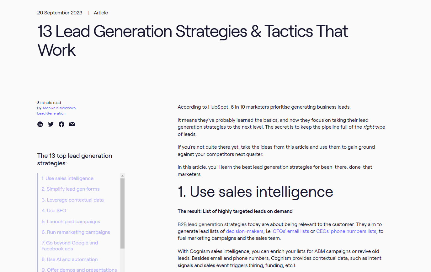 Top ranking content example