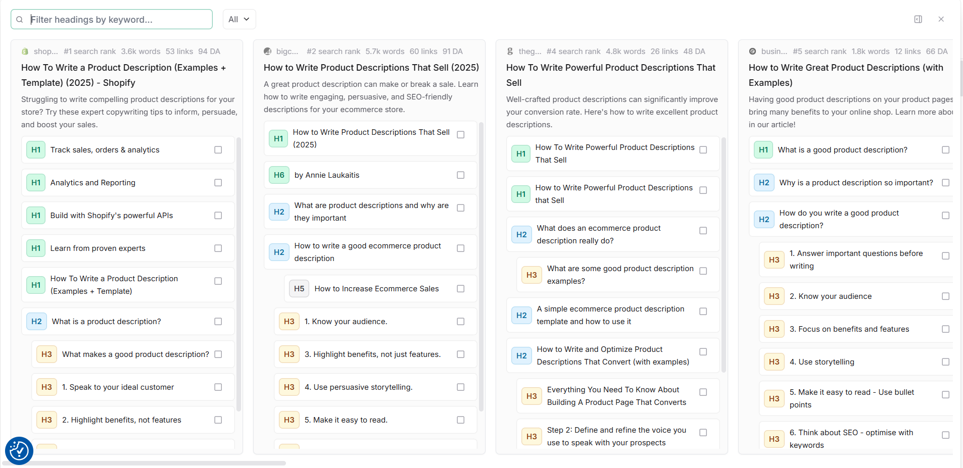Frase enables you to add a research-based outline to your content brief